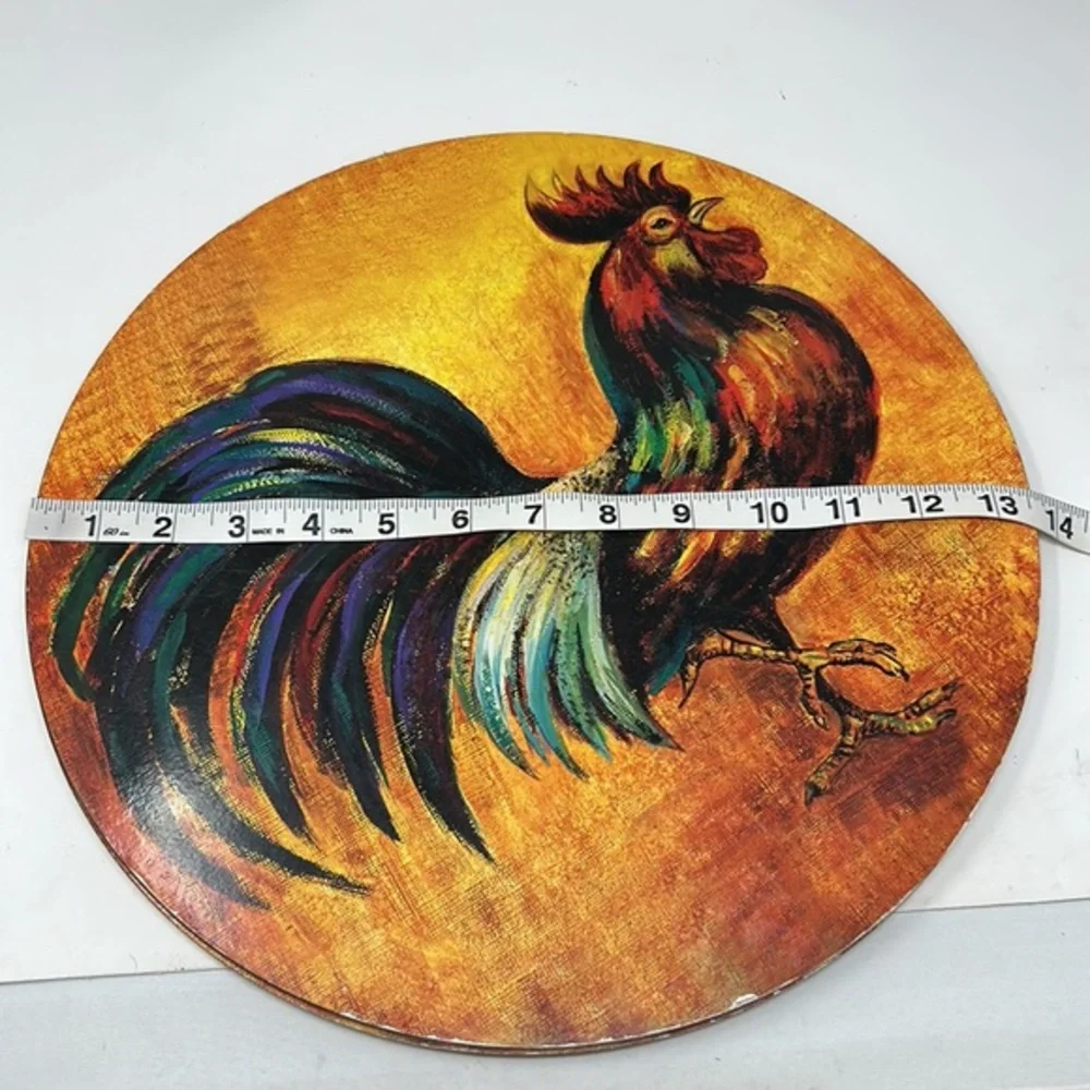 Rooster 3D Print Coaster Set Farmhouse Kitchen Decor Cork Base Absorbent